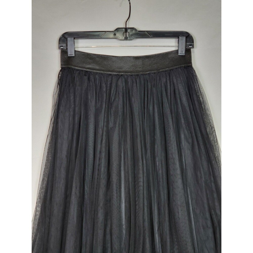 Womens Black Tulle Long Midi Skirt Sz Large Pull On Dark Fairy Grunge Whimsical - Picture 2 of 10